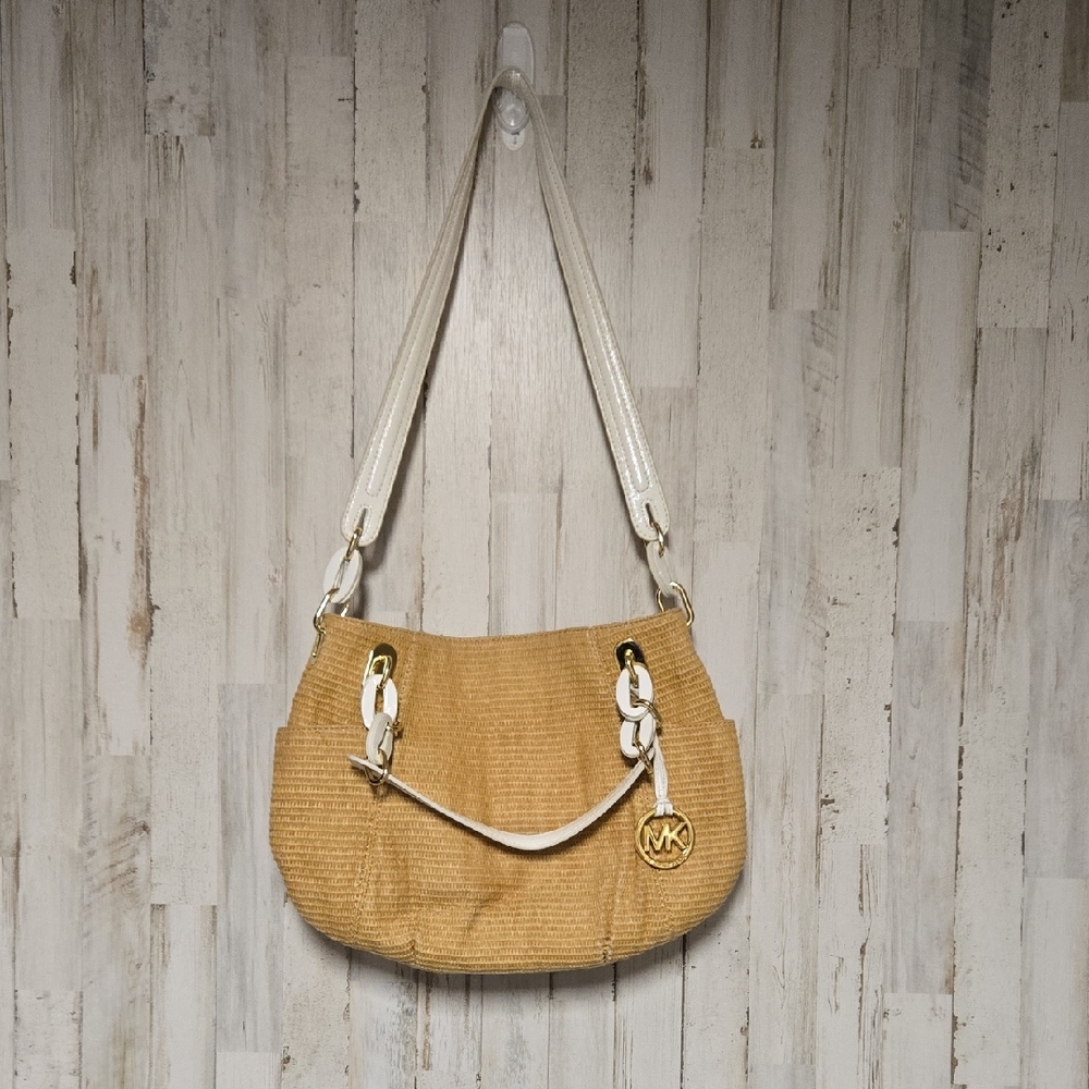 Michael Kors Tan and White Shoulder Bags